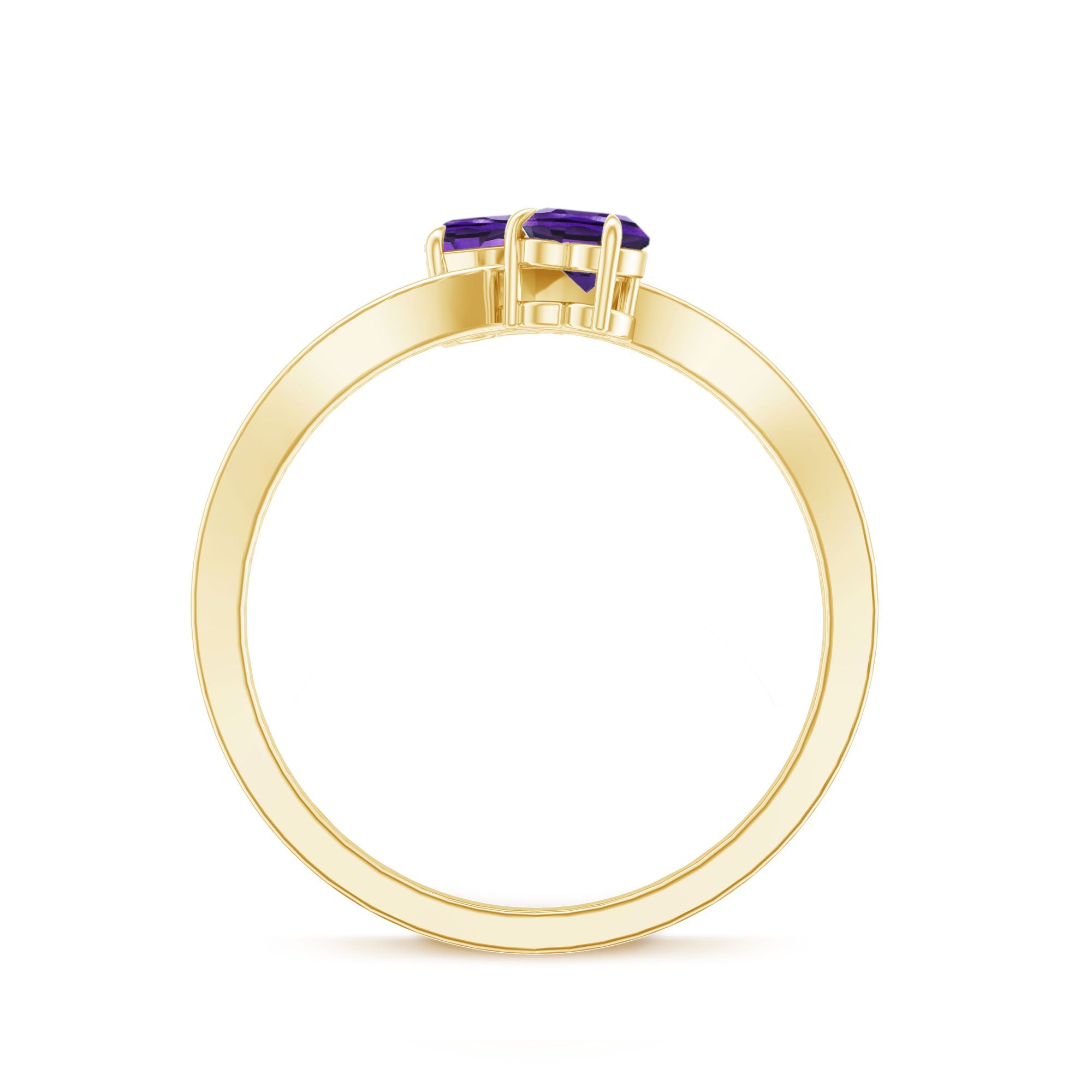 3/4 CT Heart Shape Amethyst Two Stone Engagement Ring with Diamond