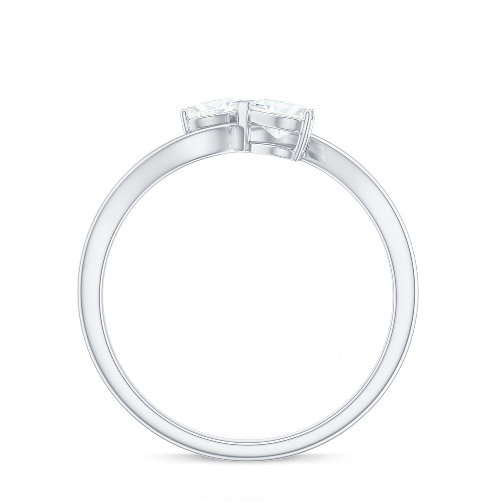 1 CT Heart Shape Moissanite Toi et Moi Promise Ring
