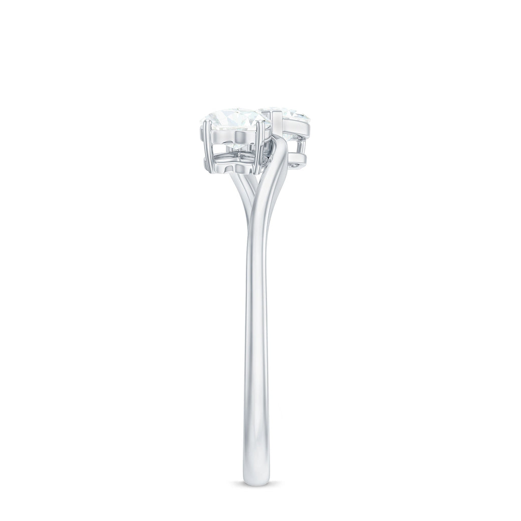 1 CT Heart Shape Moissanite Toi et Moi Promise Ring