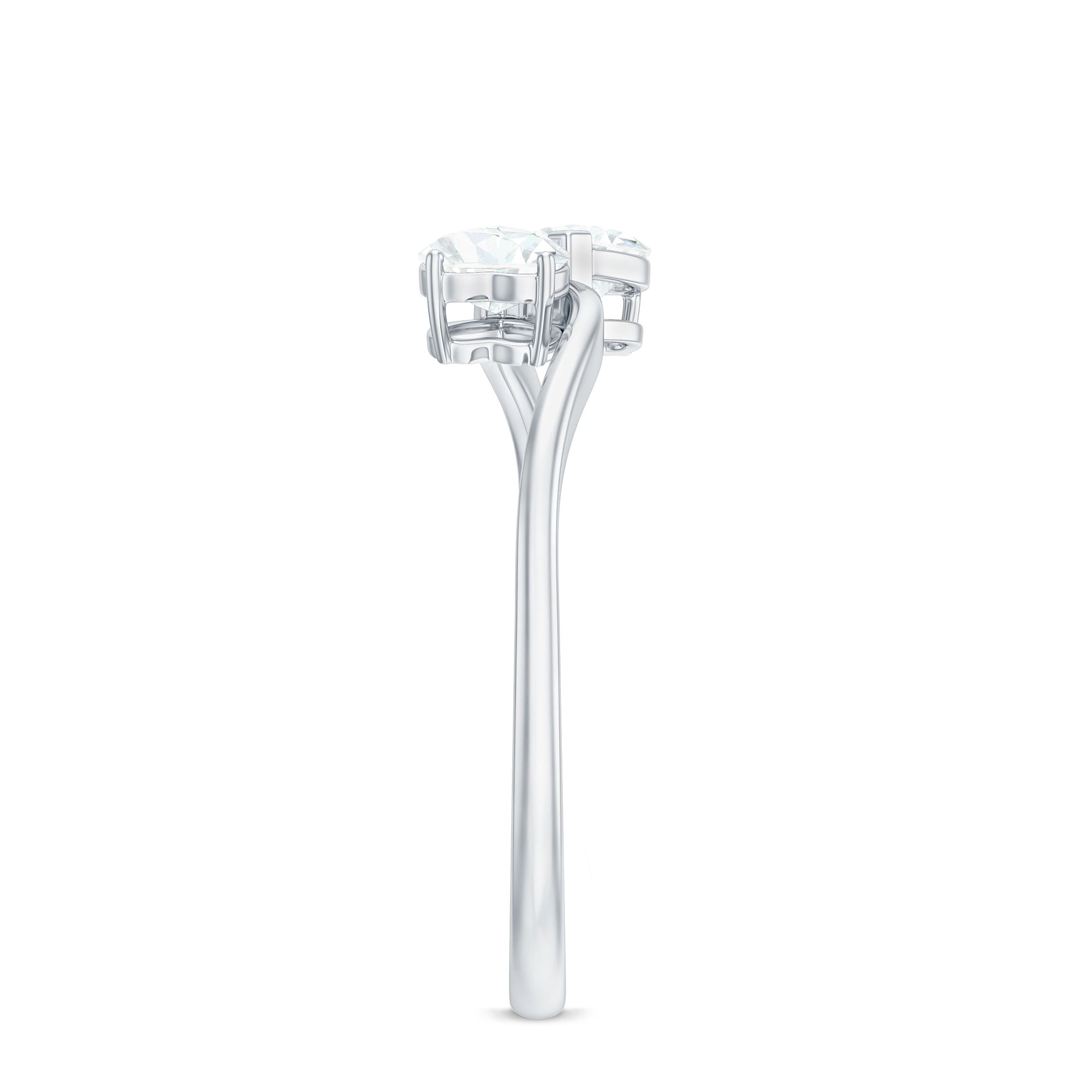 1 CT Heart Shape Moissanite Toi et Moi Promise Ring