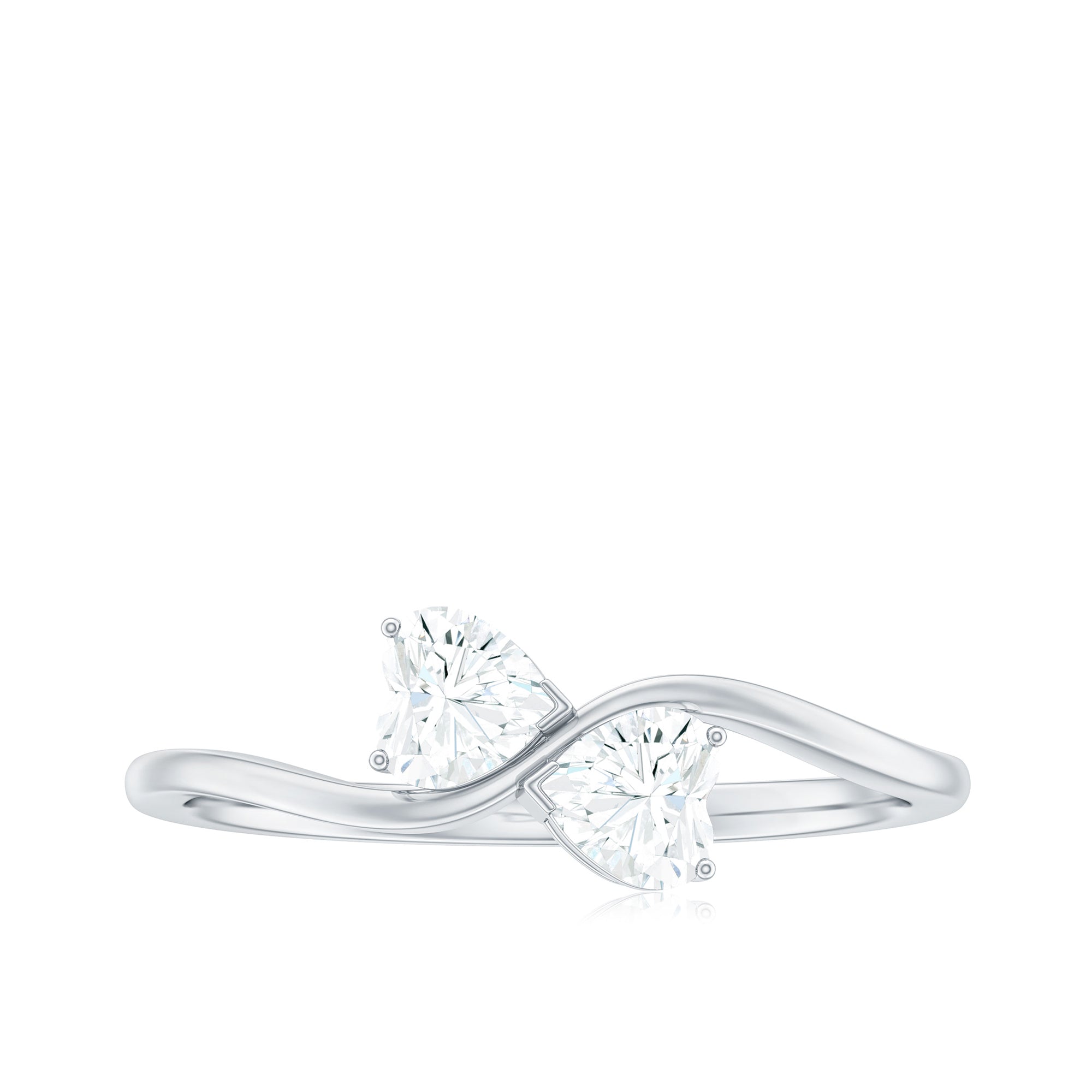 1 CT Heart Shape Moissanite Toi et Moi Promise Ring
