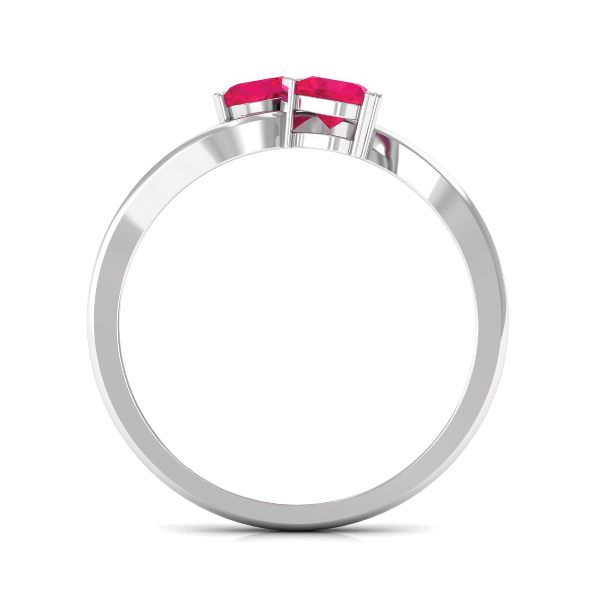 1 CT Heart Ruby Two Stone Promise Ring