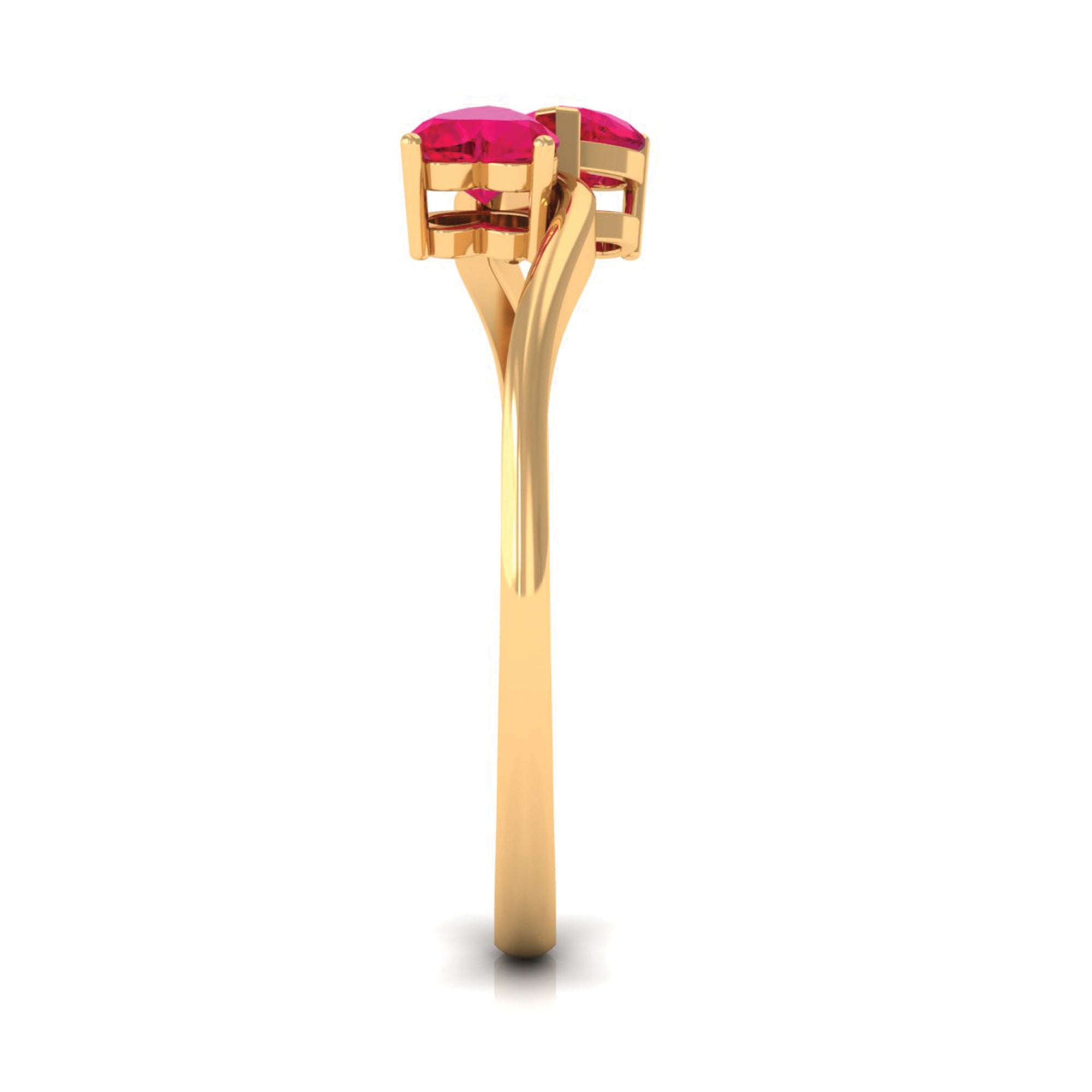 1 CT Heart Ruby Two Stone Promise Ring