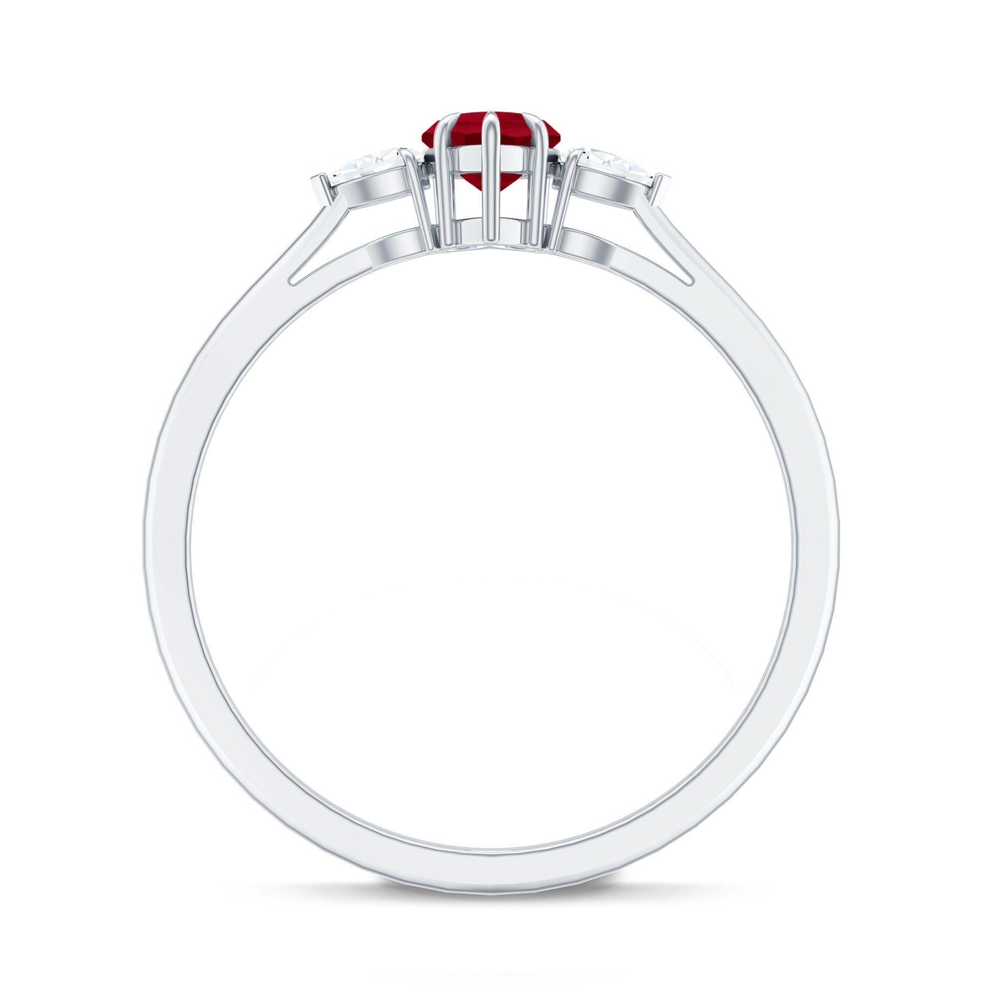 Heart Shape Ruby and Diamond 3 Stone Promise Ring