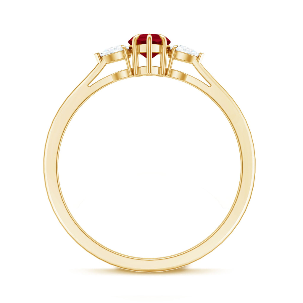 Heart Shape Ruby and Diamond 3 Stone Promise Ring