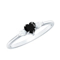 Heart Shape Created Black Diamond Promise Ring with Pear Diamond