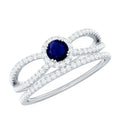 Blue Sapphire Wedding Ring Set with Diamond