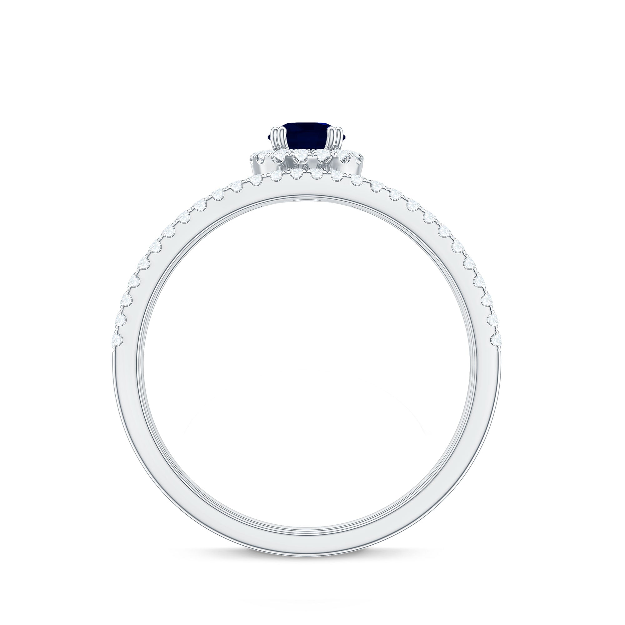 Blue Sapphire Wedding Ring Set with Diamond