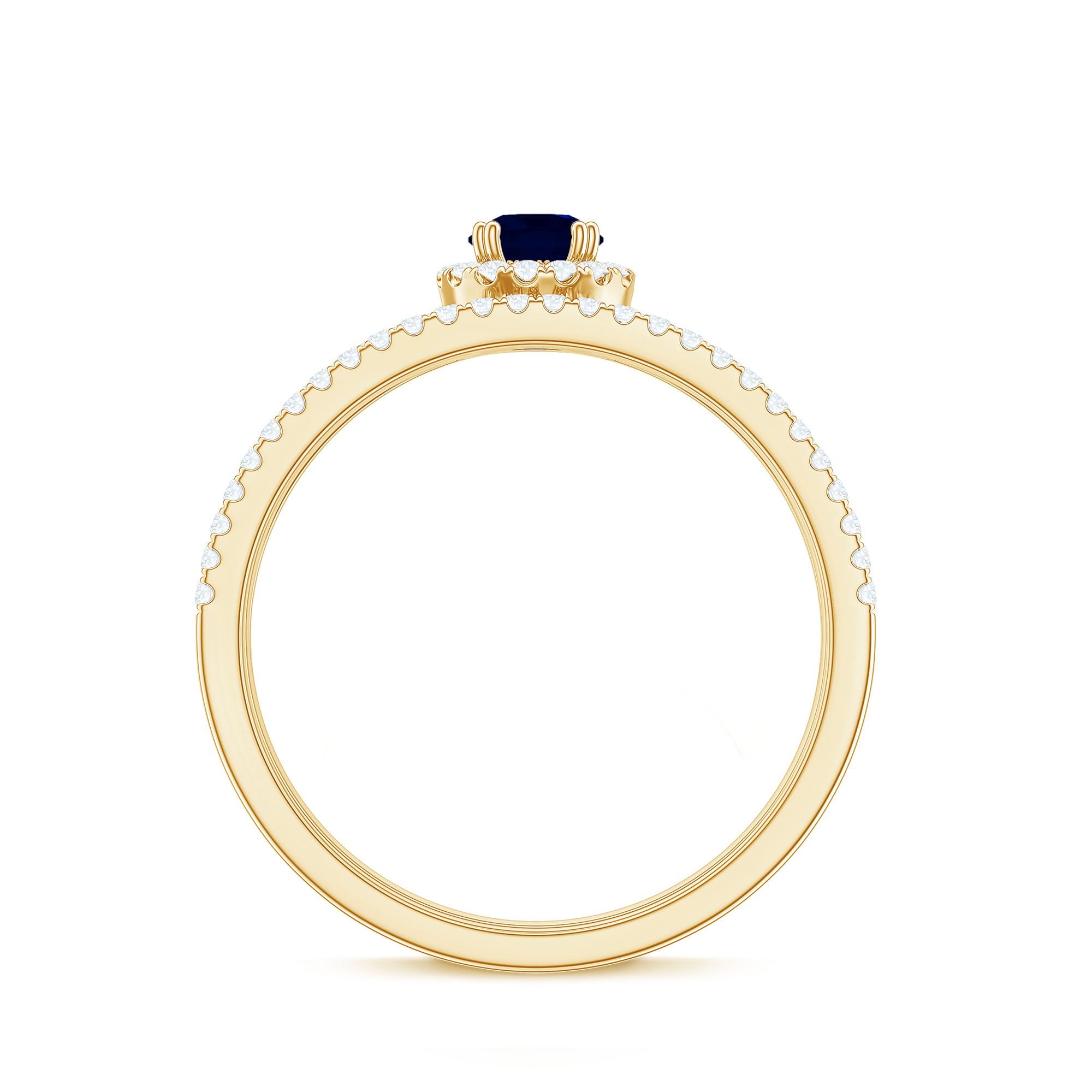 Blue Sapphire Wedding Ring Set with Diamond
