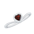 Certified Real Garnet Heart Promise Ring with Diamond Halo