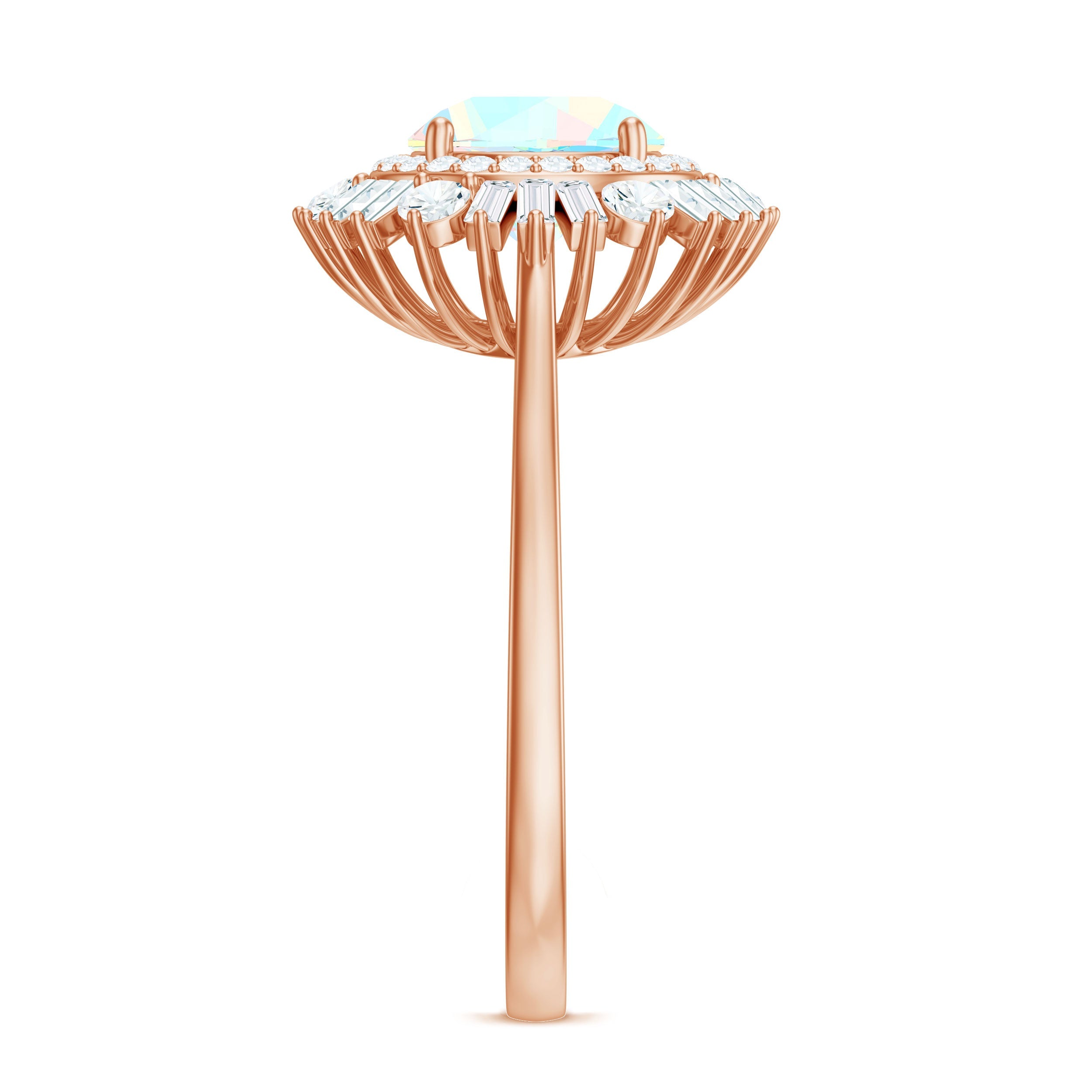 Natural 8mm Ethiopian Opal Double Halo Engagement Ring with Certificate