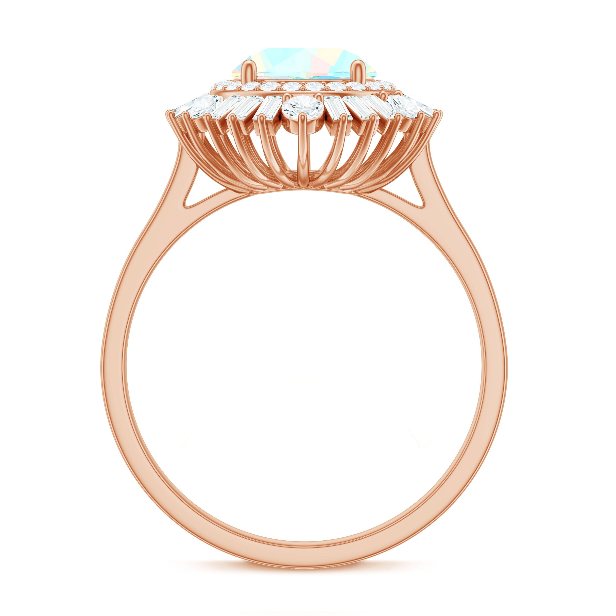 Natural 8mm Ethiopian Opal Double Halo Engagement Ring with Certificate