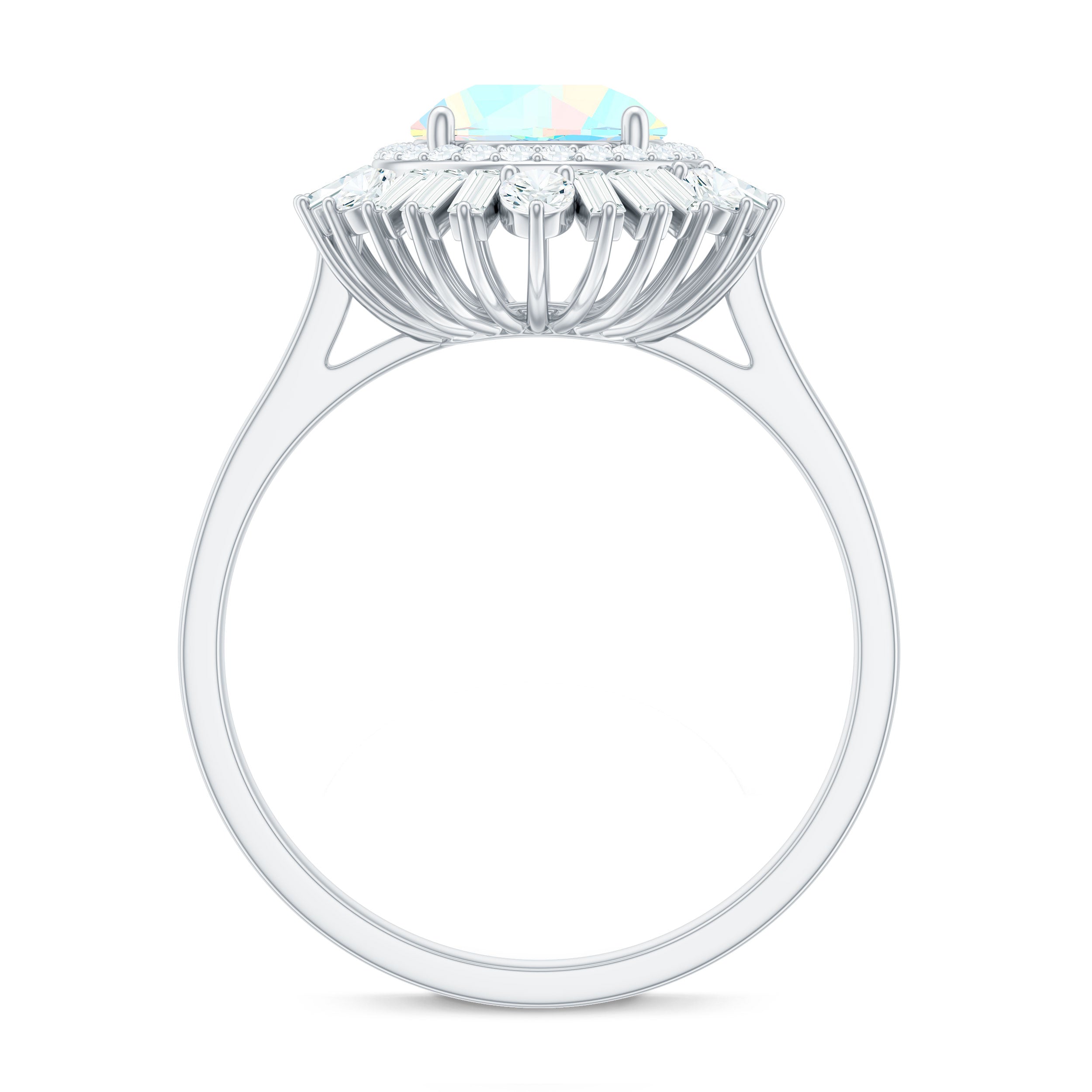 Natural 8mm Ethiopian Opal Double Halo Engagement Ring with Certificate