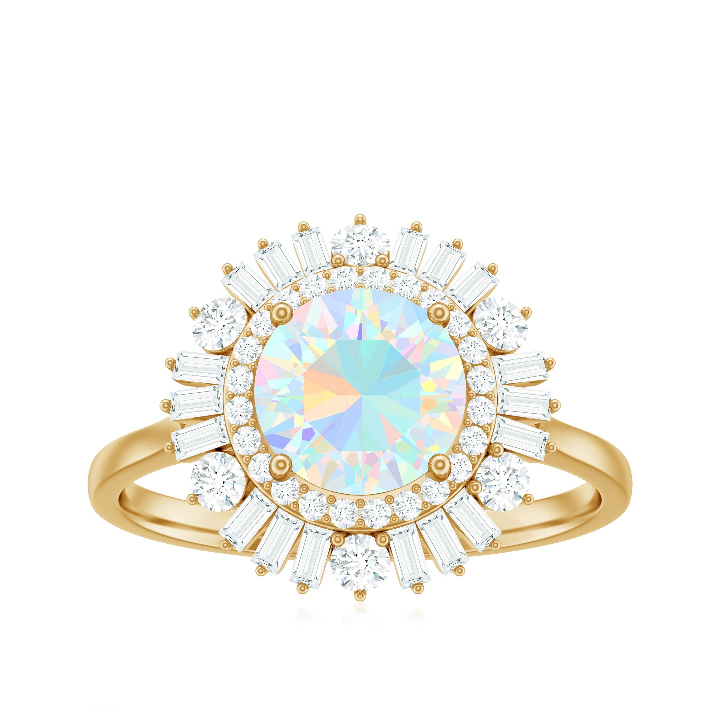 Natural 8mm Ethiopian Opal Double Halo Engagement Ring with Certificate