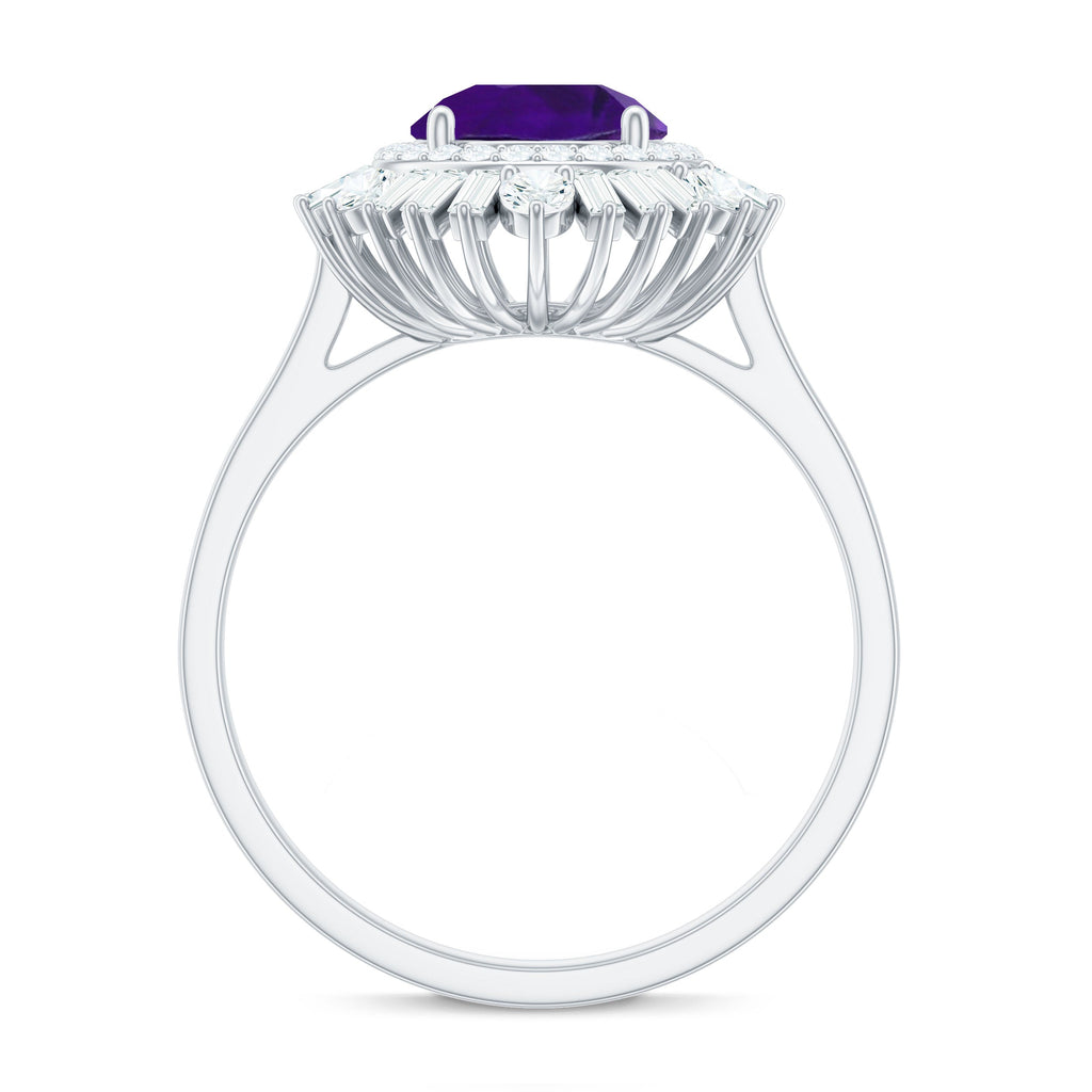 Amethyst and Moissanite Double Halo Cocktail Engagement Ring