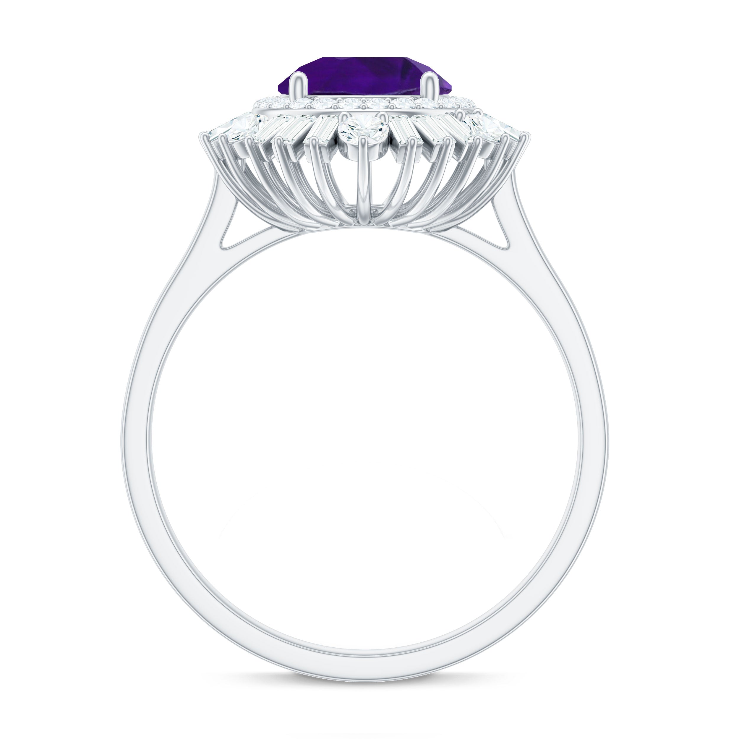 Amethyst and Moissanite Double Halo Cocktail Engagement Ring