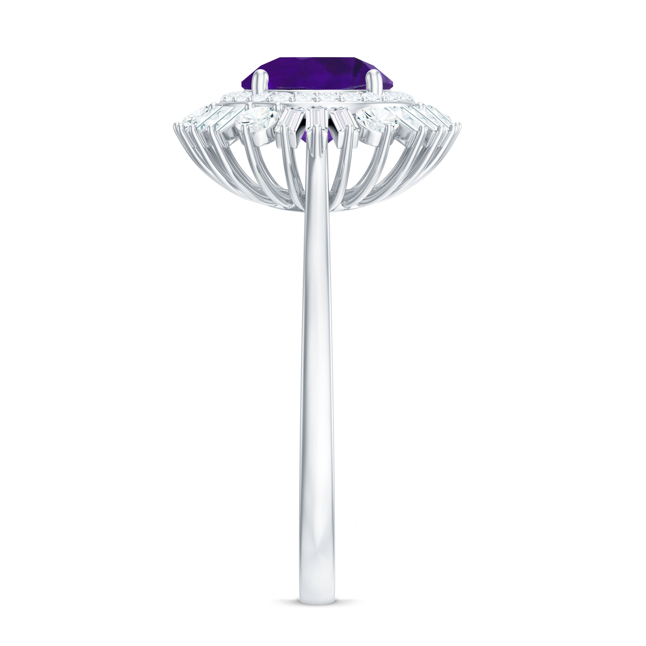 Amethyst and Moissanite Double Halo Cocktail Engagement Ring