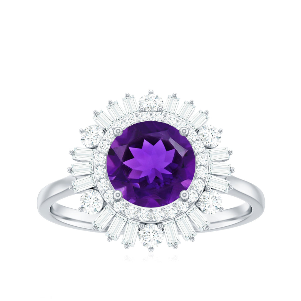 Amethyst and Moissanite Double Halo Cocktail Engagement Ring