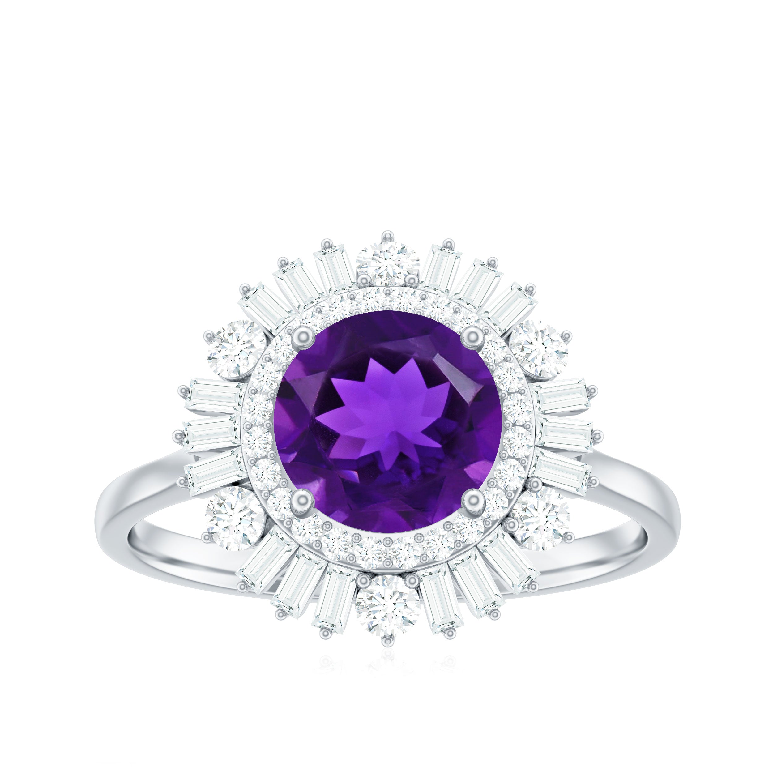 Amethyst and Moissanite Double Halo Cocktail Engagement Ring