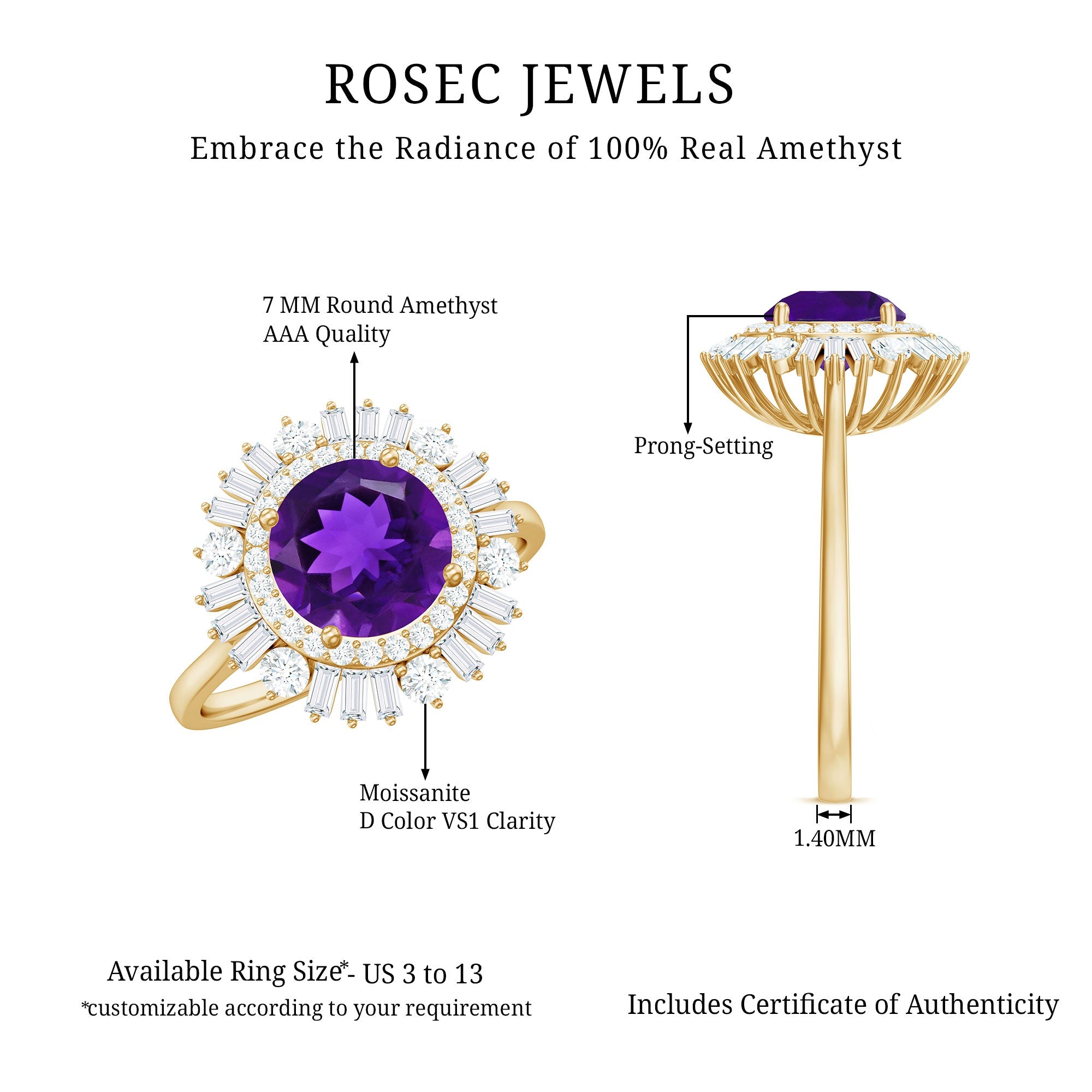 Amethyst and Moissanite Double Halo Cocktail Engagement Ring