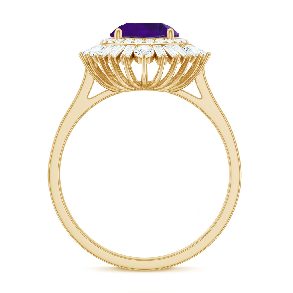 Amethyst and Moissanite Double Halo Cocktail Engagement Ring