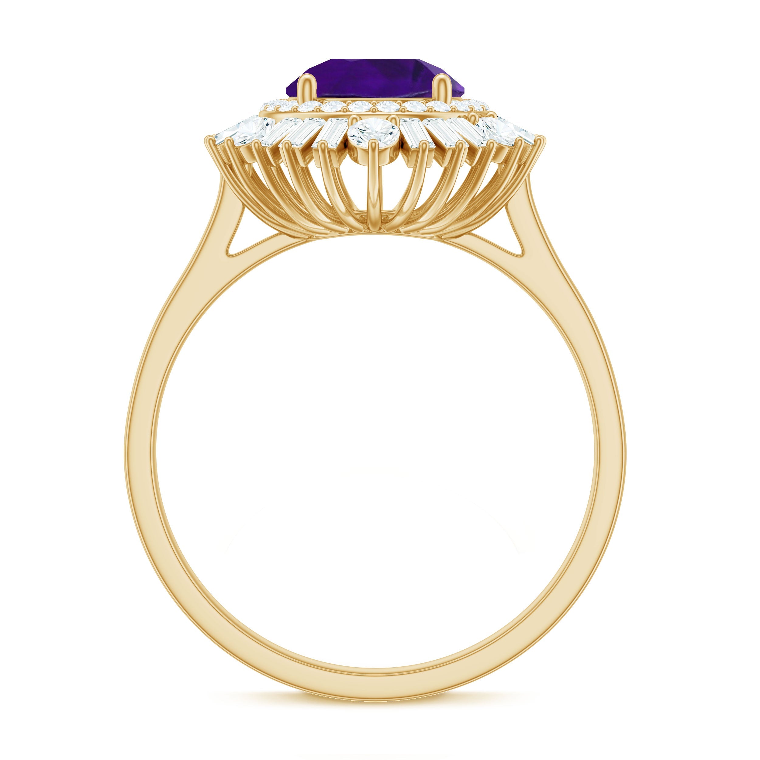 Amethyst and Moissanite Double Halo Cocktail Engagement Ring