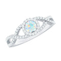 Natural Ethiopian Opal Diamond Engagement Ring with Criss Cross Shank