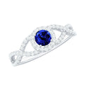 Certified 0.6 Carat Lab Grown Blue Sapphire Crossover Engagement Ring with Moissanite