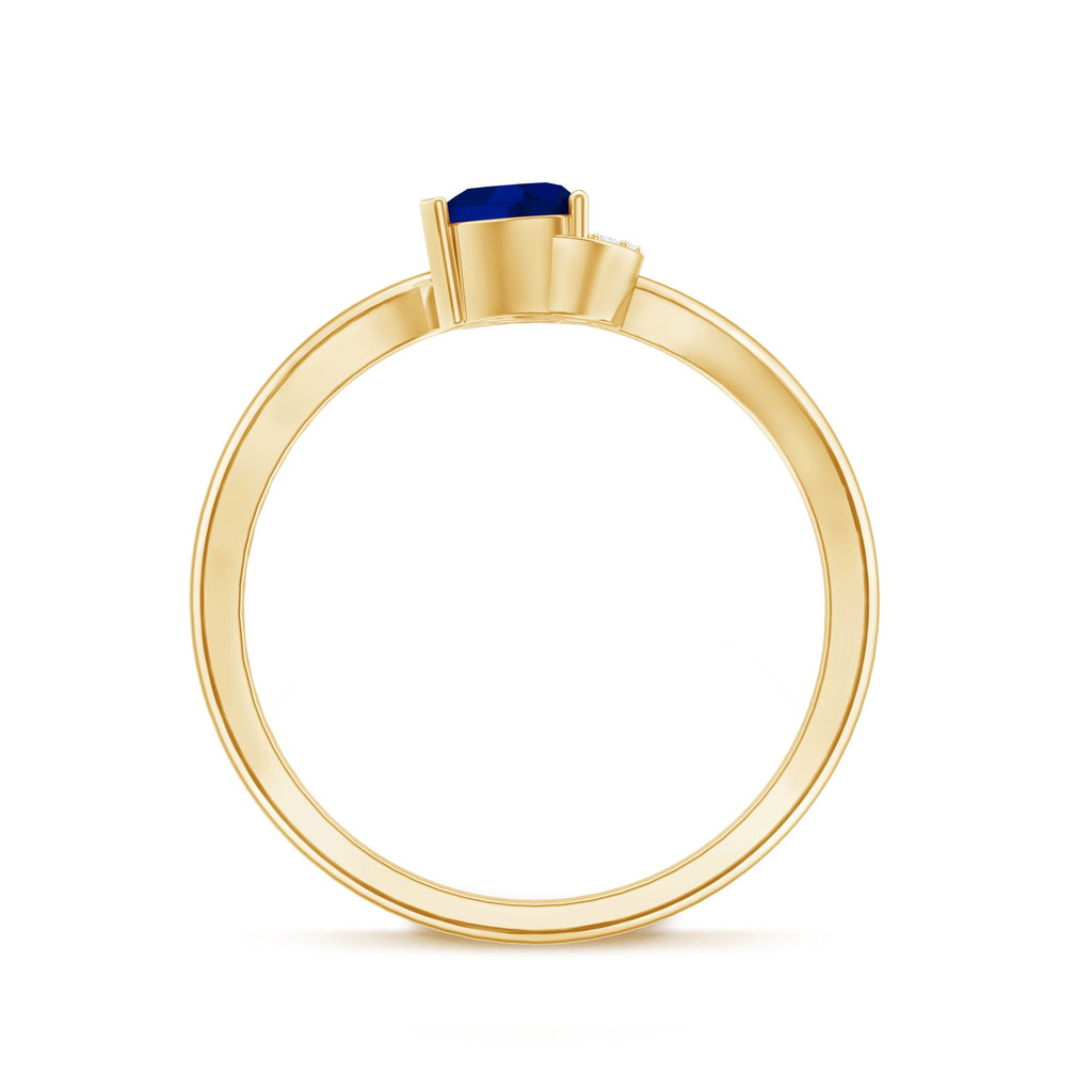 1/2 CT Blue Sapphire Heart Promise Ring with Diamond