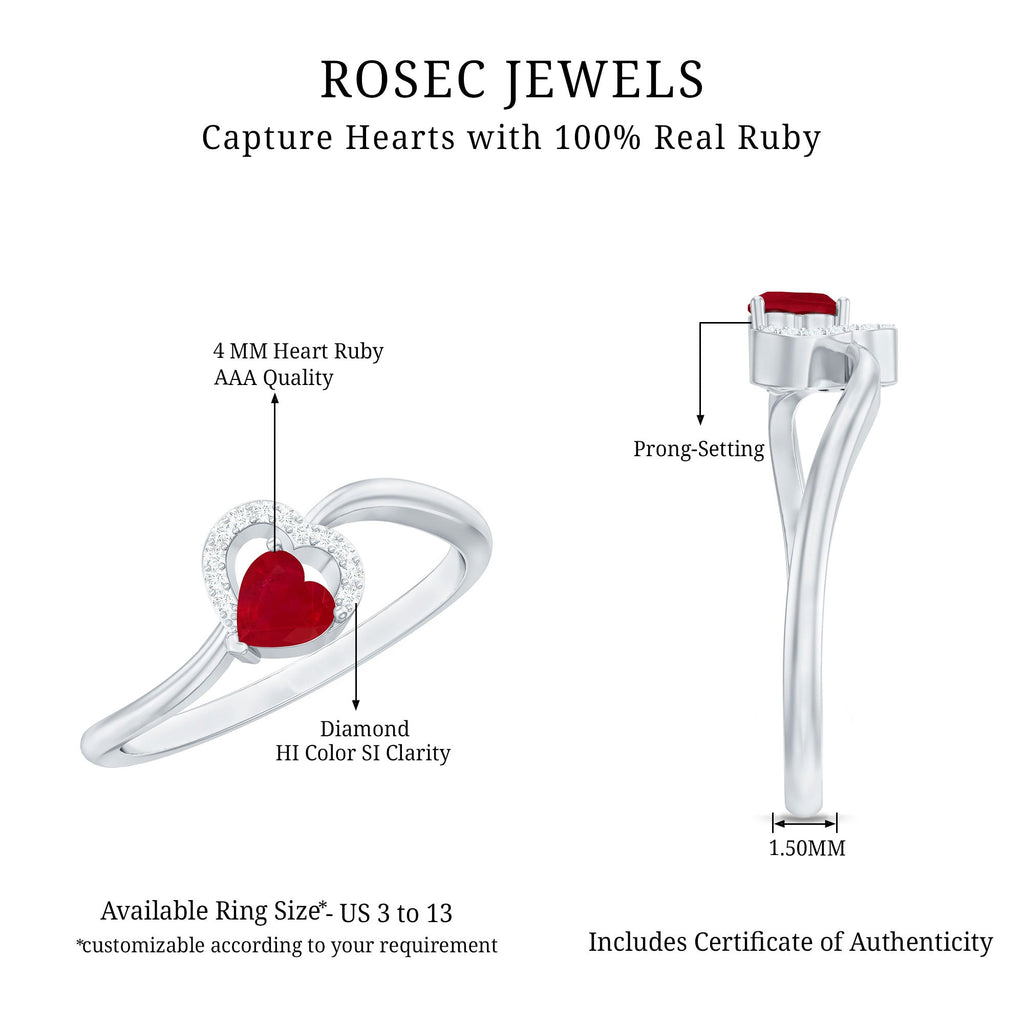 Heart Ruby and Diamond Promise Ring