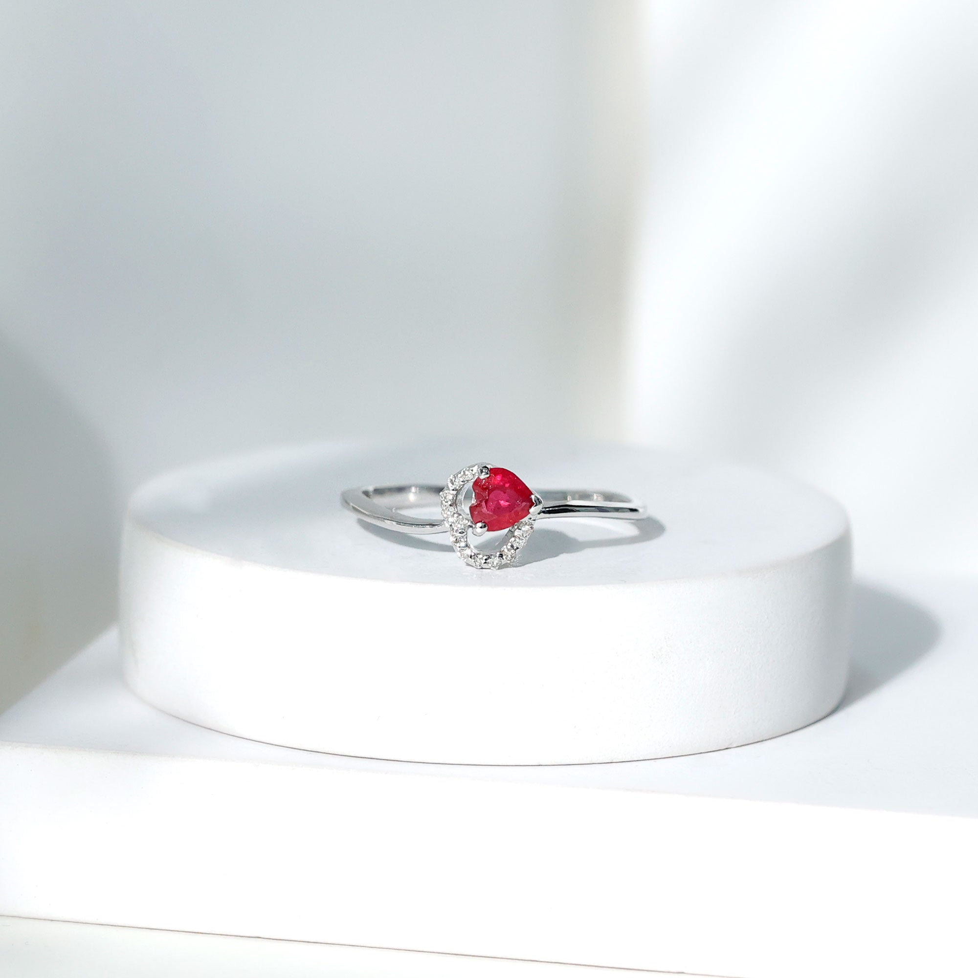 Heart Ruby and Diamond Promise Ring