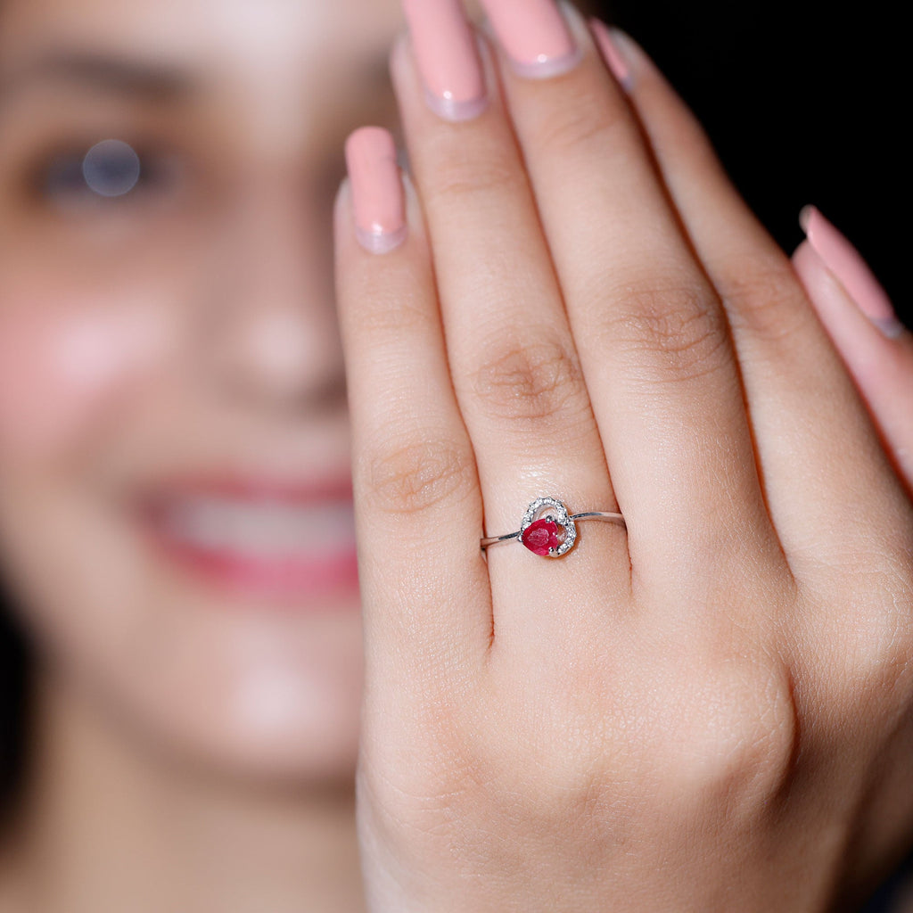 Heart Ruby and Diamond Promise Ring