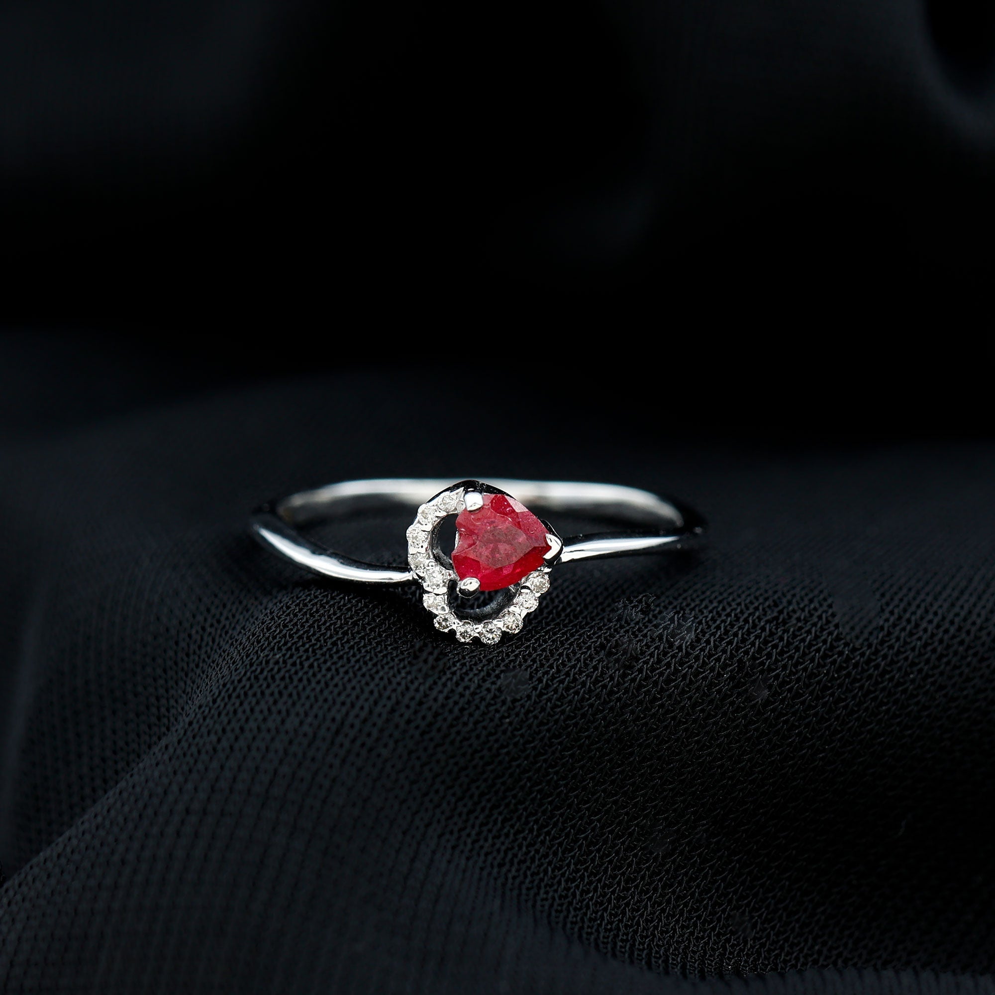 Heart Ruby and Diamond Promise Ring