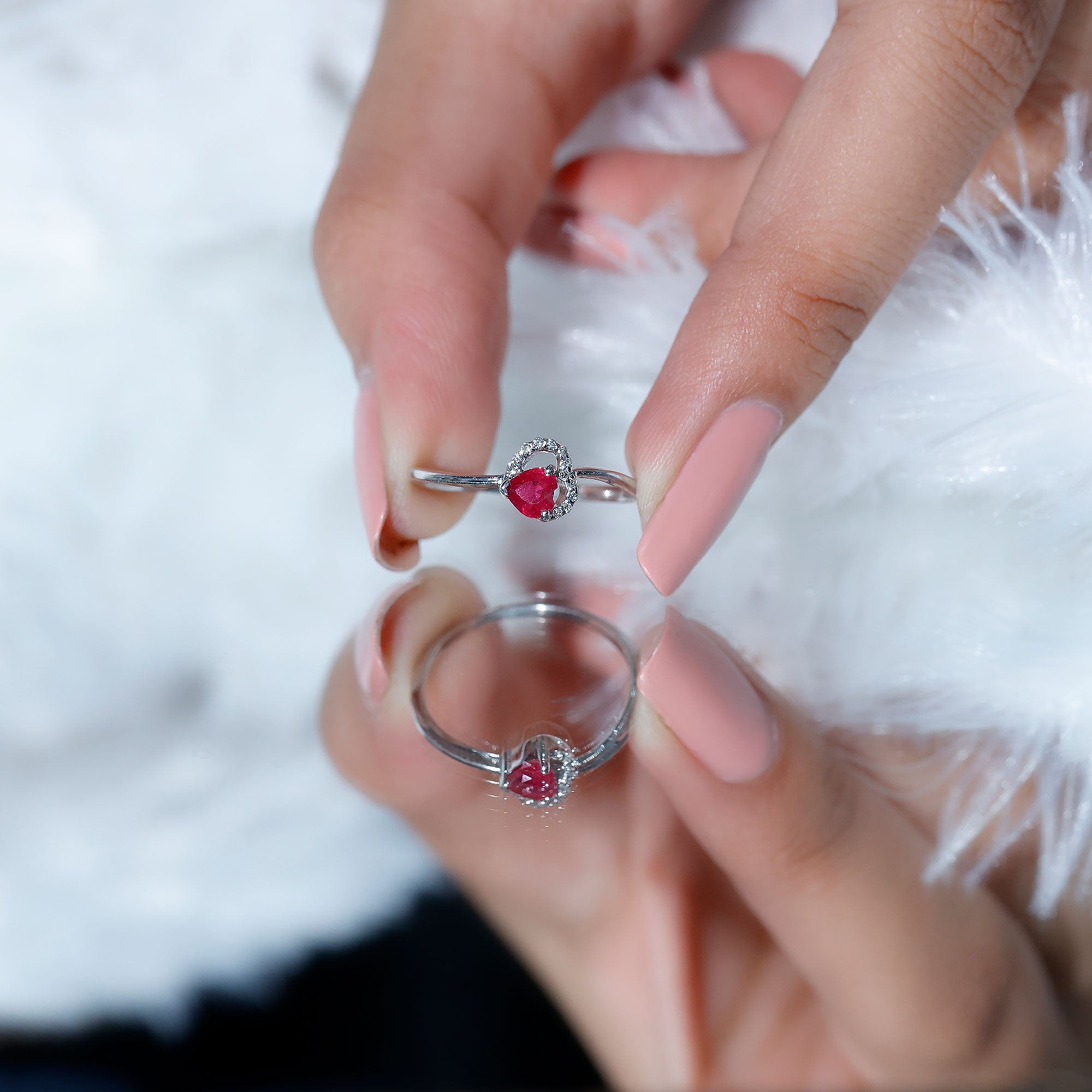 Heart Ruby and Diamond Promise Ring