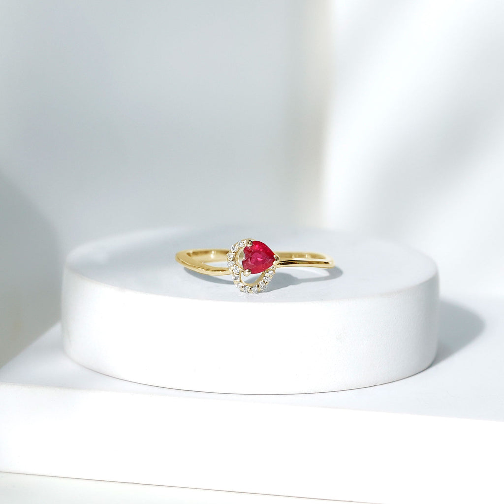 Heart Ruby and Diamond Promise Ring