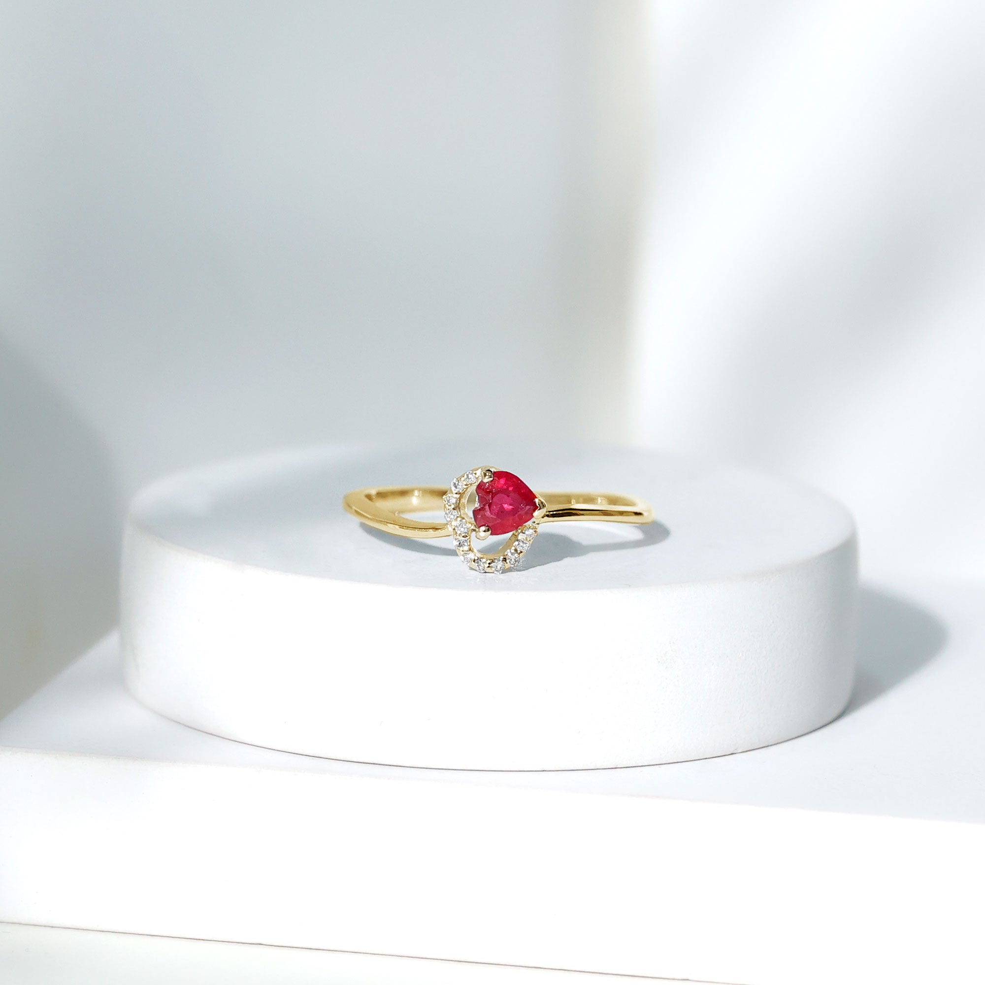 Heart Ruby and Diamond Promise Ring