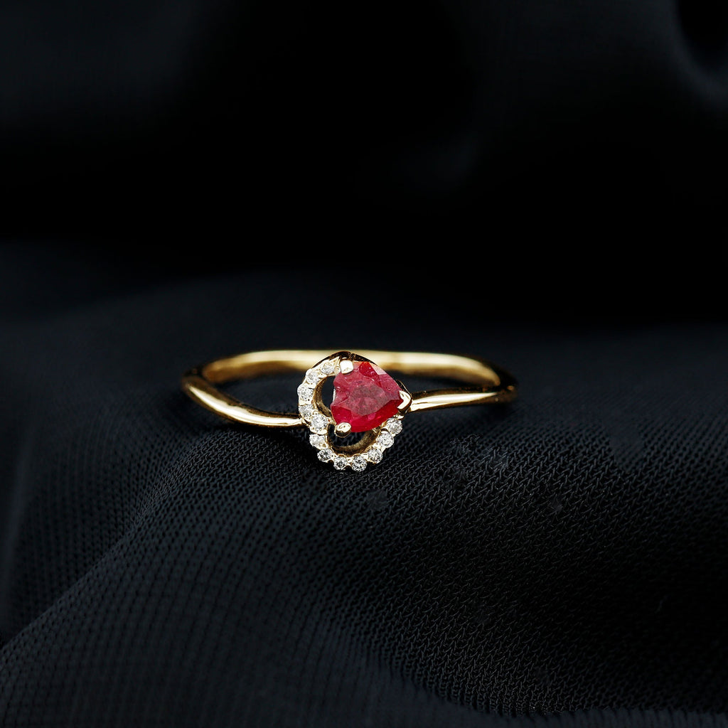 Heart Ruby and Diamond Promise Ring