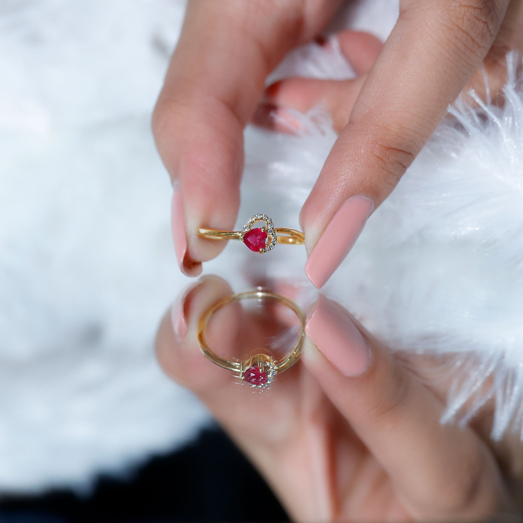 Heart Ruby and Diamond Promise Ring