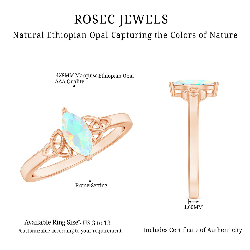 Natural Ethiopian Opal October Birthstone Ring with Celtic Knot