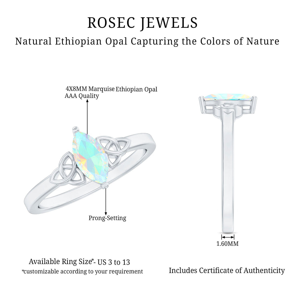 Natural Ethiopian Opal October Birthstone Ring with Celtic Knot