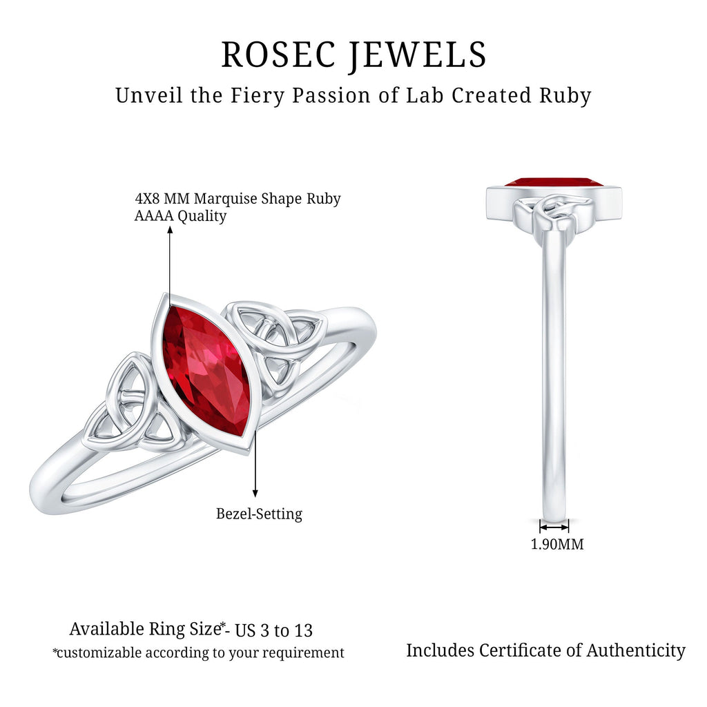 Marquise Cut Solitaire Lab Created Ruby Celtic Engagement Ring