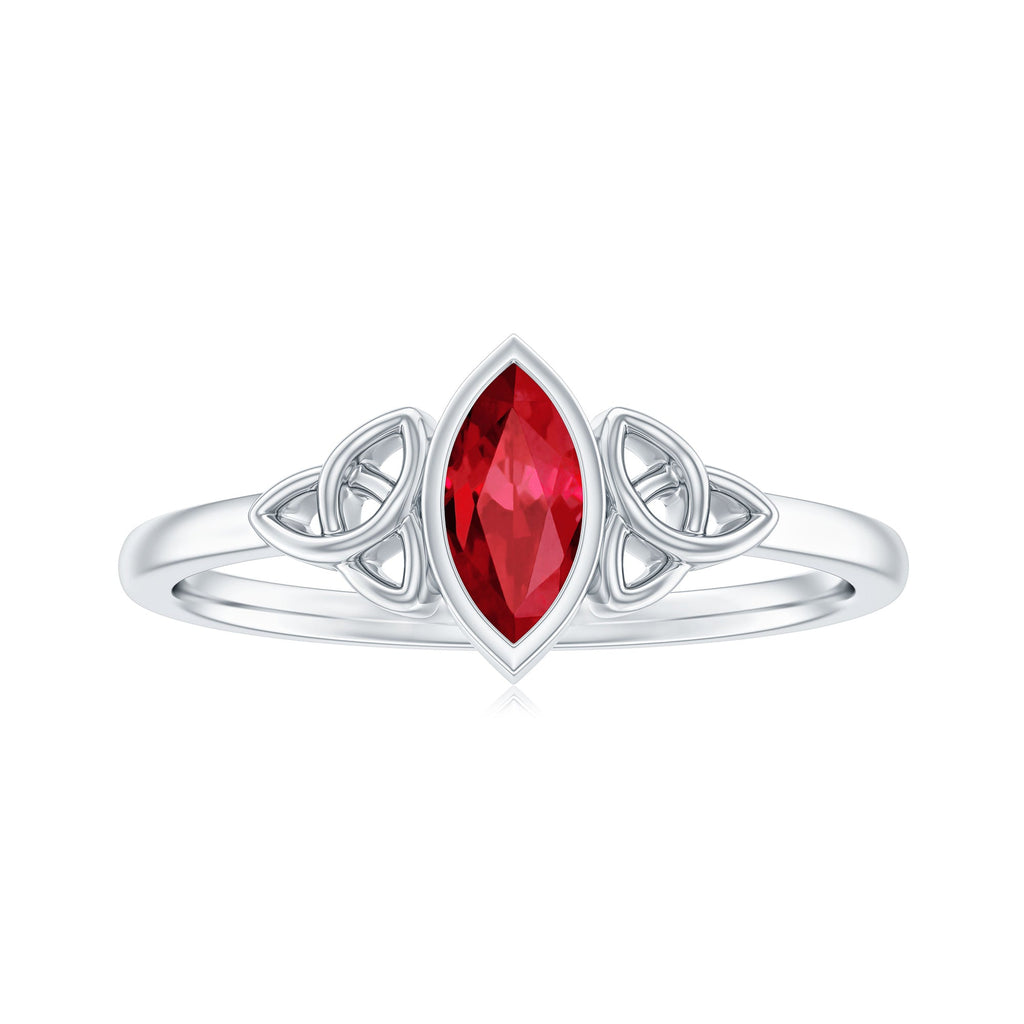 Marquise Cut Solitaire Lab Created Ruby Celtic Engagement Ring