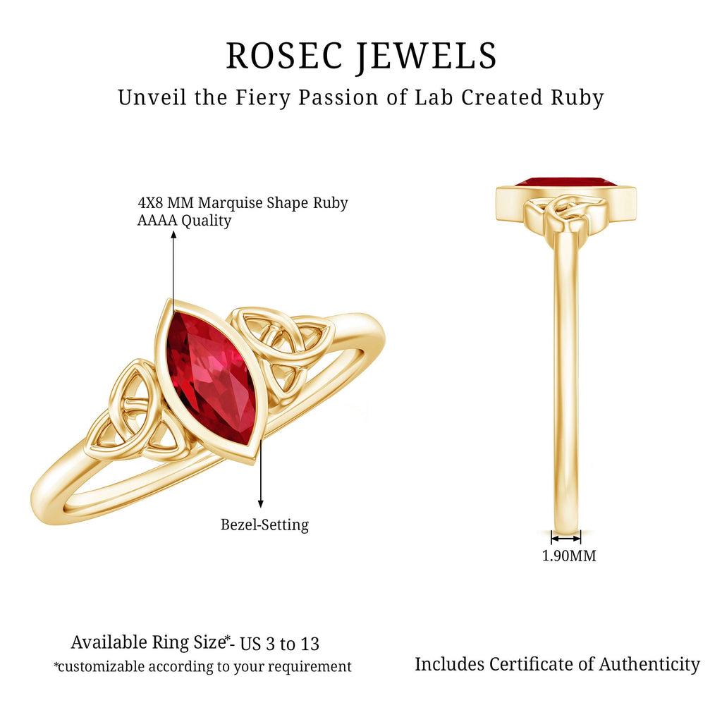 Marquise Cut Solitaire Lab Created Ruby Celtic Engagement Ring