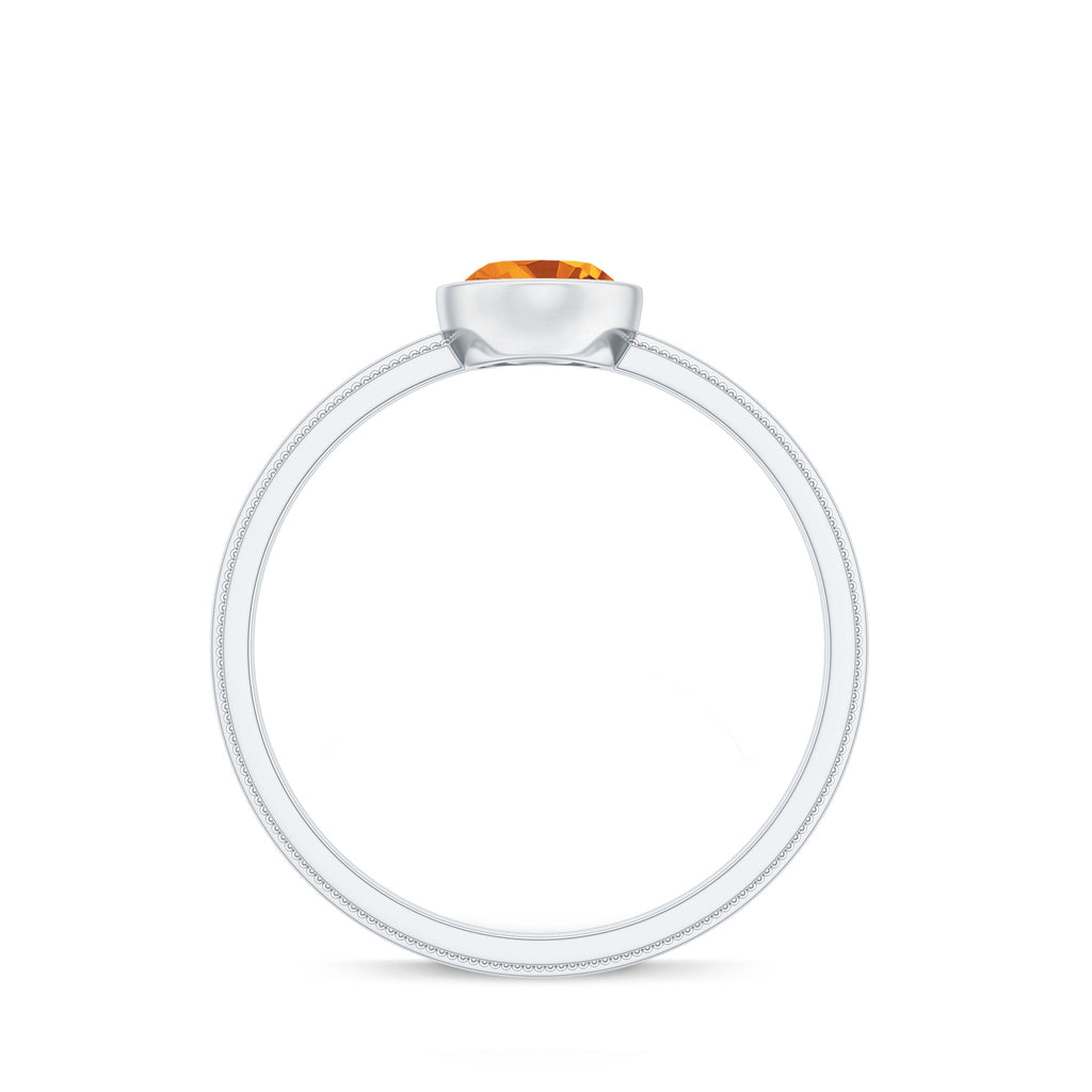 Natural 6X8mm Citrine Oval Engagement Ring in Bezel Setting
