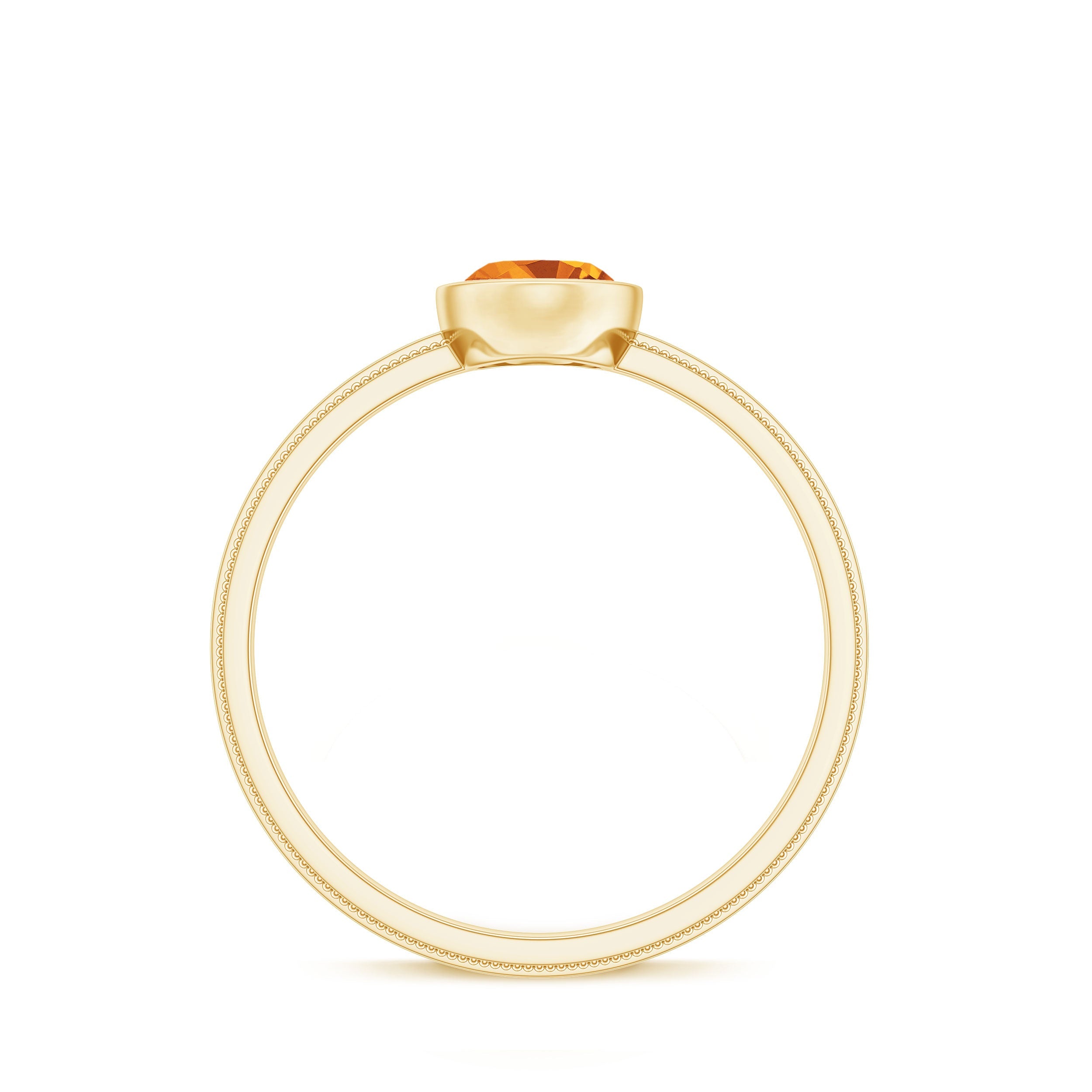 Natural 6X8mm Citrine Oval Engagement Ring in Bezel Setting