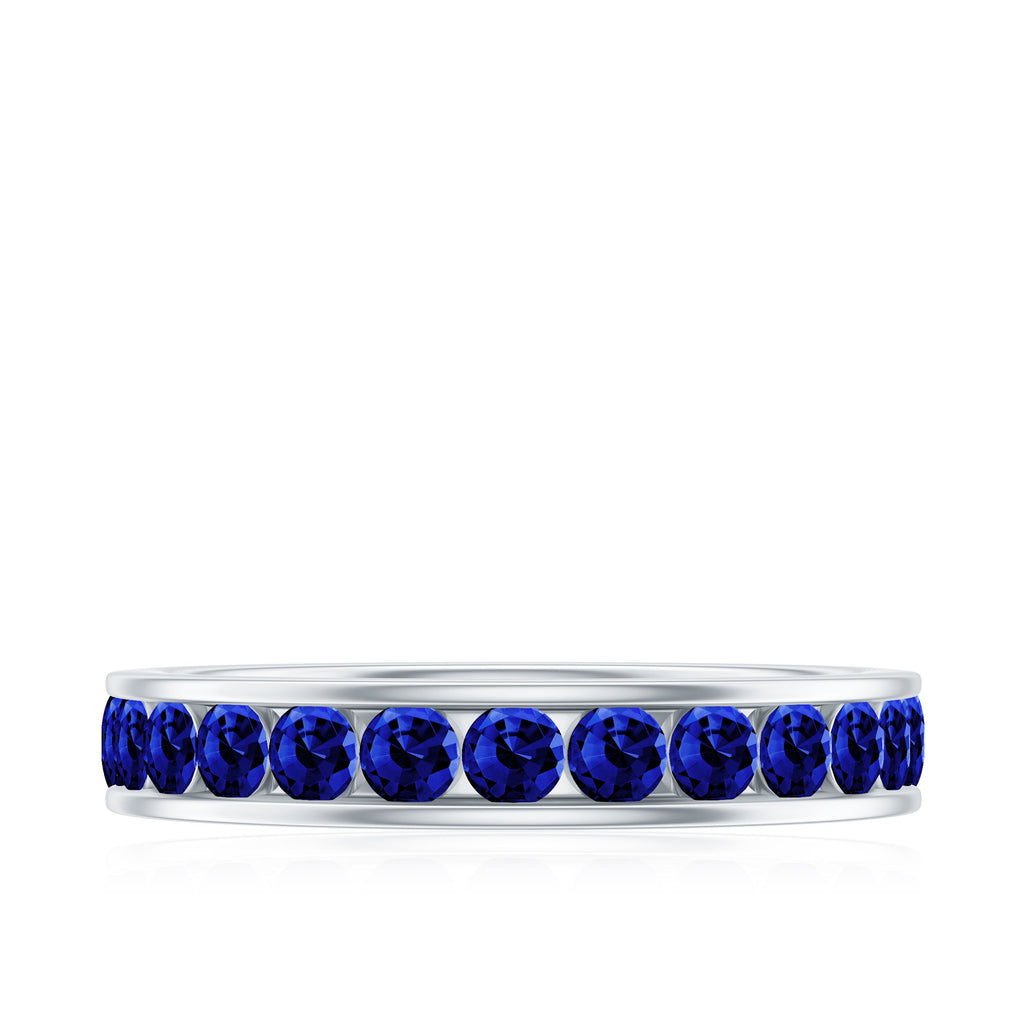 Certified Lab Grown Blue Sapphire Eternity Band Ring in Channel Set