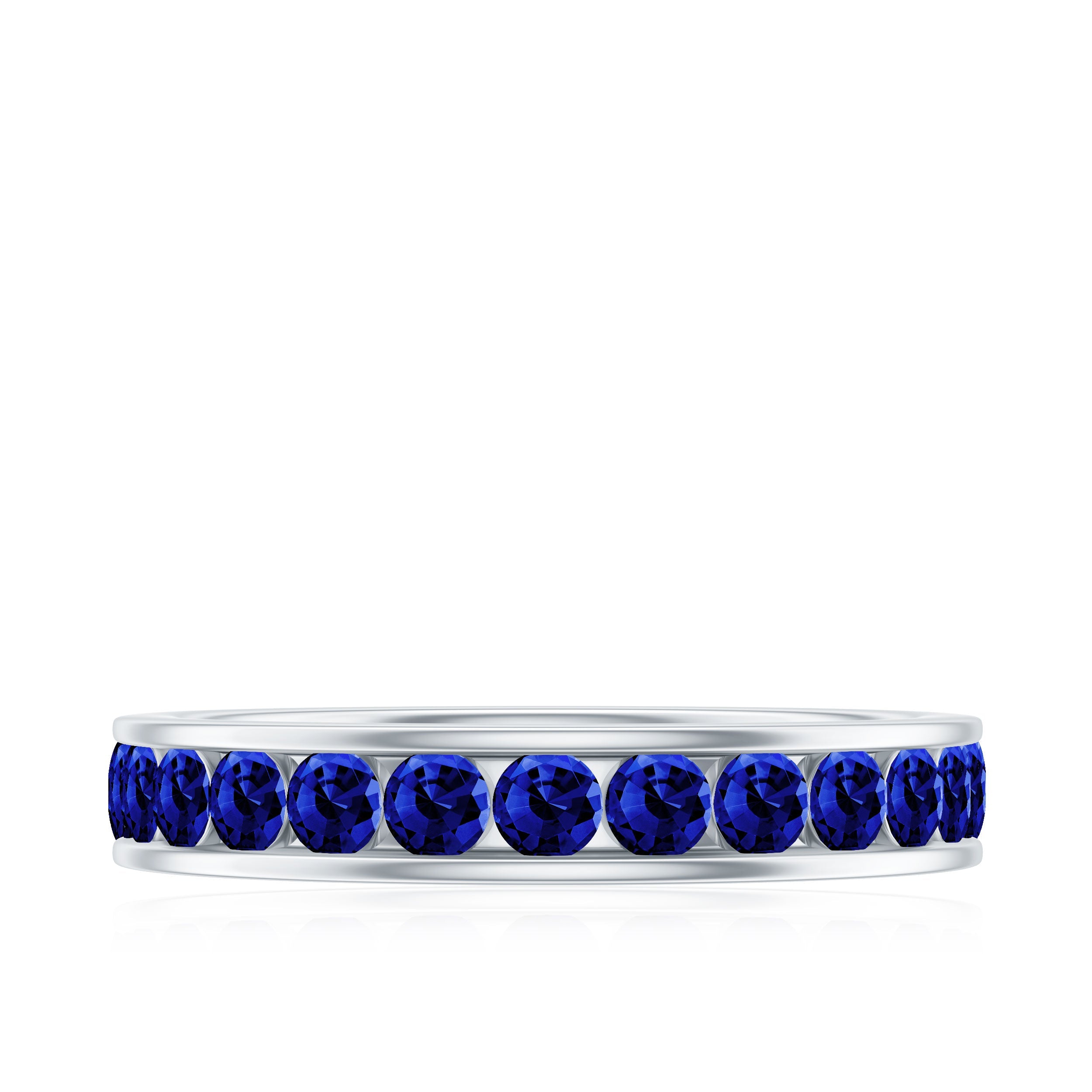 Certified Lab Grown Blue Sapphire Eternity Band Ring in Channel Set
