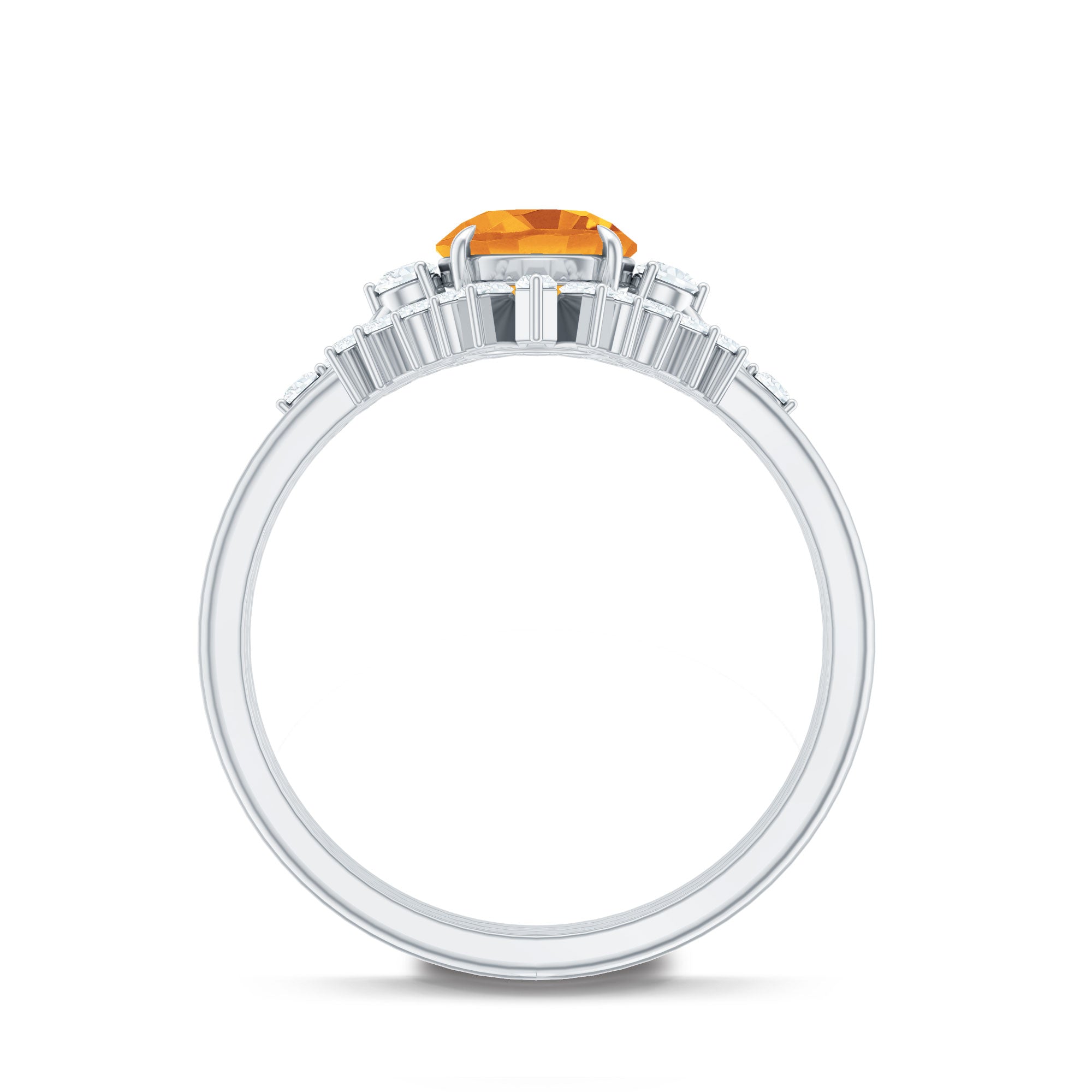 Designer Citrine 3 Piece Wedding Ring Set with Moissanite