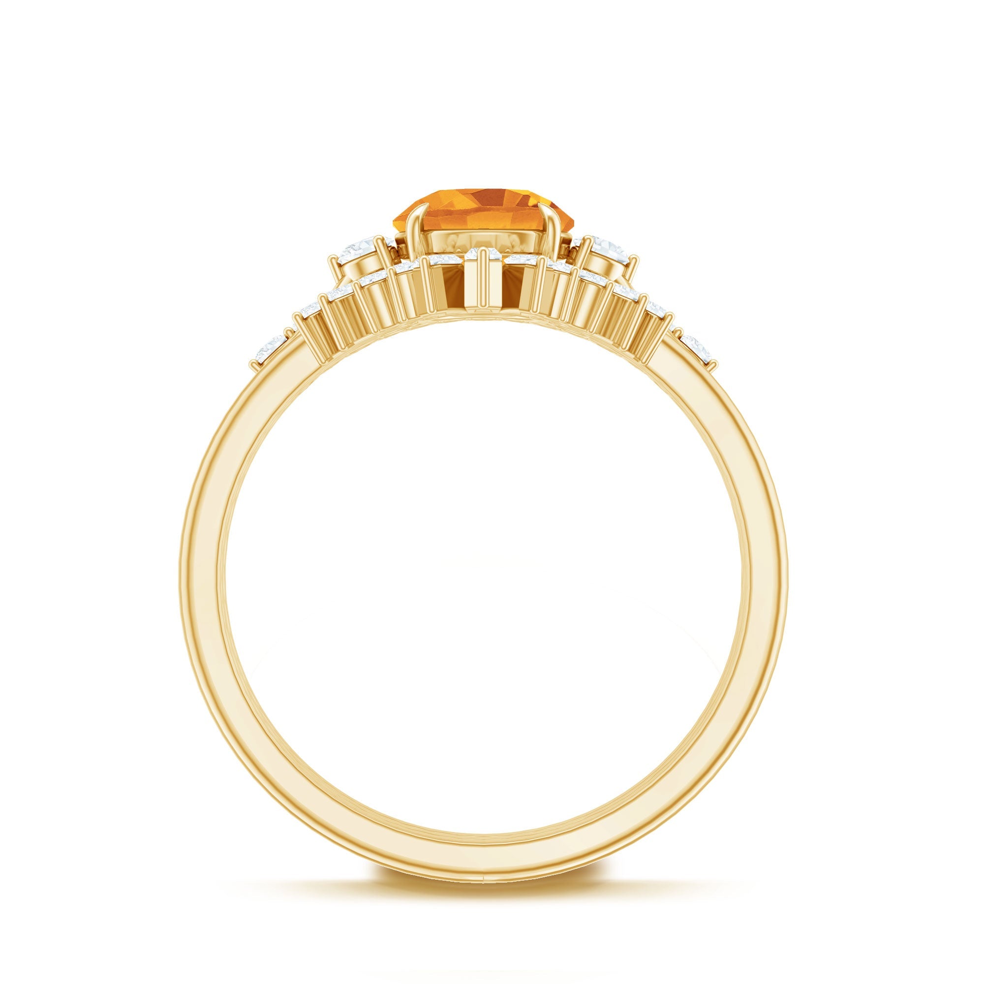 Designer Citrine 3 Piece Wedding Ring Set with Moissanite