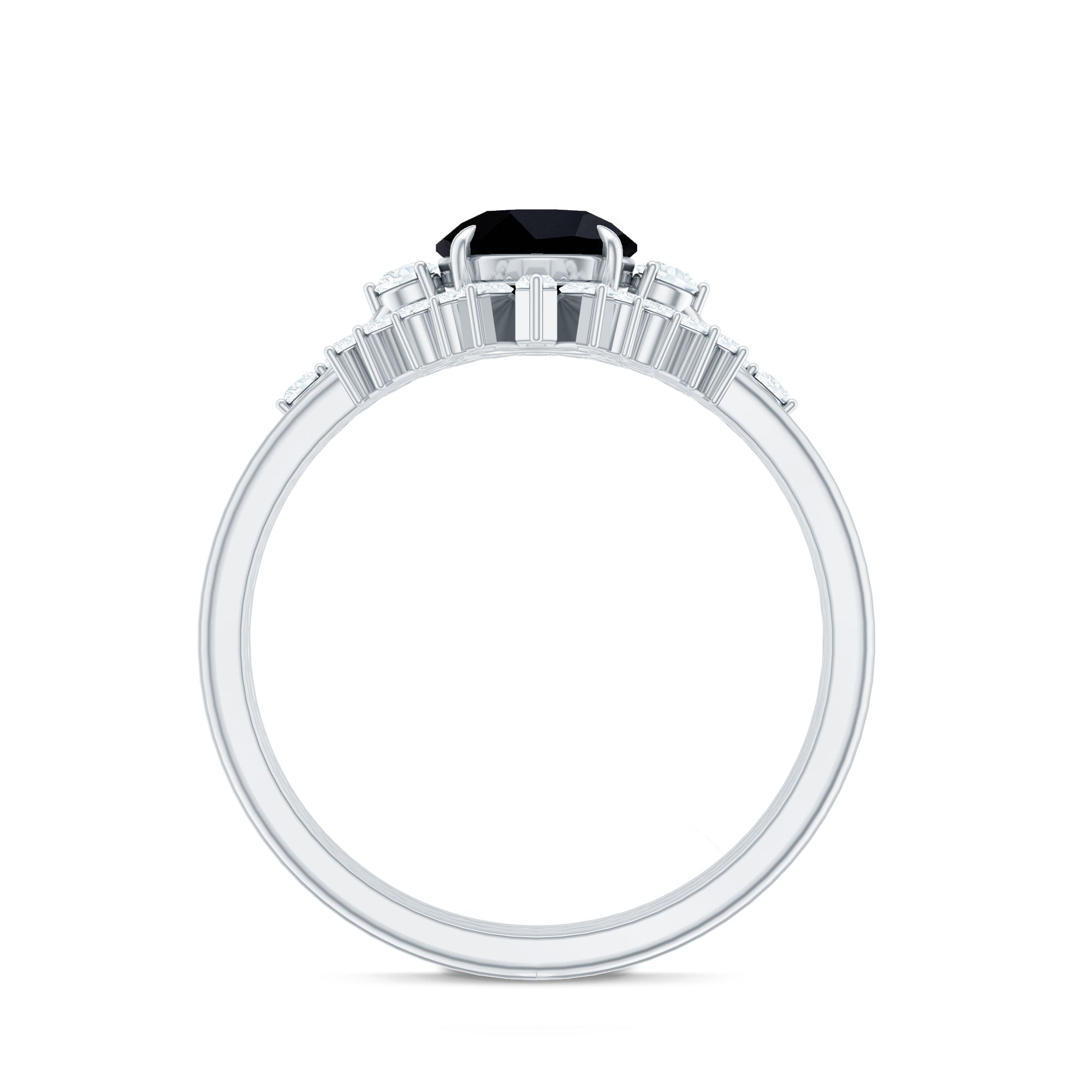 Created Black Diamond Designer Trio Wedding Ring Set with Diamond